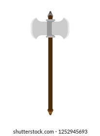 Battle ax weapon isolated. Double blade. Old medieval axe for warriors.