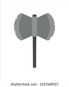 An battle axe with a black handle.