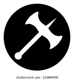 Battle axe button on white background. Vector illustration.