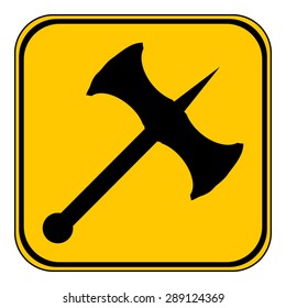 Battle axe button on white background. Vector illustration.