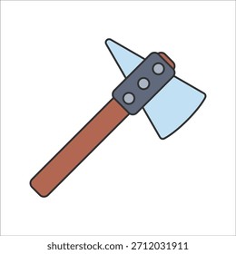 Estilo de diseño plano, icono de hacha de cabeza simple con mango, que simboliza armas antiguas, útil para gráficos medievales, históricos o de temática guerrera.