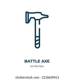 Battle Axe Icon. Linear Vector Illustration From Cutting Tool Collection. Outline Battle Axe Icon Vector. Thin Line Symbol For Use On Web And Mobile Apps, Logo, Print Media.