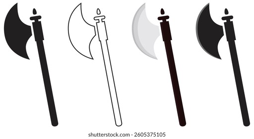 Battle Axe Icon Set Vector Illustration. Isolated On Transparent Background.