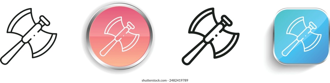 battle axe icon. Thin Linear, Regular and Button Style Design Isolated On White Background