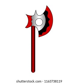 Battle Axe Isolated on White Background for Your Design, Game, Card, Website. Barbarian Axe. Vector Illustration.