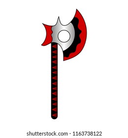 Battle Axe Isolated on White Background for Your Design, Game, Card, Website. Barbarian Axe. Vector Illustration.