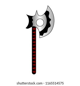 Battle Axe Isolated on White Background for Your Design, Game, Card, Website. Barbarian Axe. Vector Illustration.