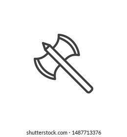 Battle axe line icon. Broad Axe linear style sign for mobile concept and web design. Double ax outline vector icon. Symbol, logo illustration. Vector graphics