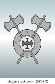 Battle axe and shield illustration