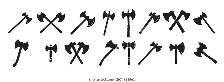 Ilustración vectorial de fondo blanco de la silueta del hacha de batalla