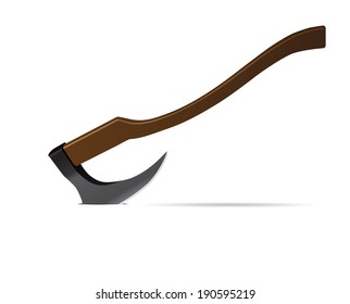Battle Axe stuck in a white surface. Vector illustration.