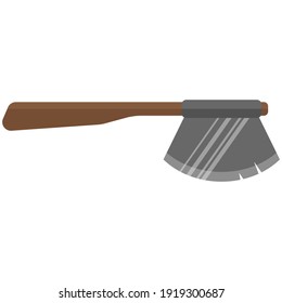 Battle axe vector icon. Viking or indian tomahawk illustration. Vintage hatchet, tribal weapon isolated on white background