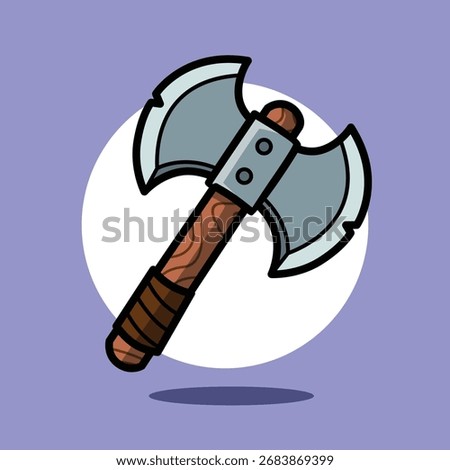 Battle Axe Weapon Illustration for RPG Game Icon, Medieval Warrior Equipment, and Fantasy Adventure Design