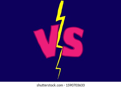 Battle banner match, vs letters competition confrontation with doodle style