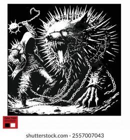 The battle between warriors and monsters