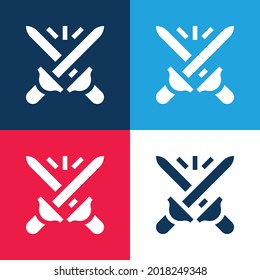 Combina el azul y el rojo con cuatro colores mínimo conjunto de iconos