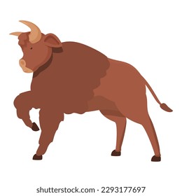 Battle buffalo icon cartoon vector. Animal bison. Mammal etching