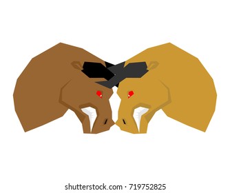 Battle bull. bullfight.  Two bulls to butt. Vector illustration
