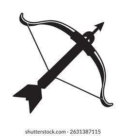 Battle Crossbow with Arrow flat vector icon. Simple solid symbol isolated on white background. Battle Crossbow with Arrow sign design template for web and mobile UI element
