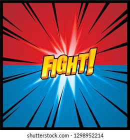 Battle, duel or fighting background scene on comic style template artwork