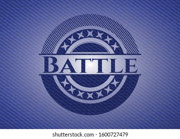 Battle emblem with jean texture. Vector Illustration. Detailed.