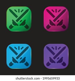 Battle four color glass button icon