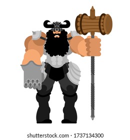 Schlacht Gnome. Viking mit Bart. Vektorgrafik
