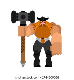 El gnomo de la batalla. Viendo con barba. ilustración vectorial