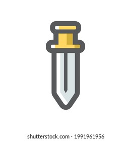 Battle gold Sword Vector icon Cartoon illustration.