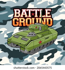 battle ground with armor tank military vector illustratons