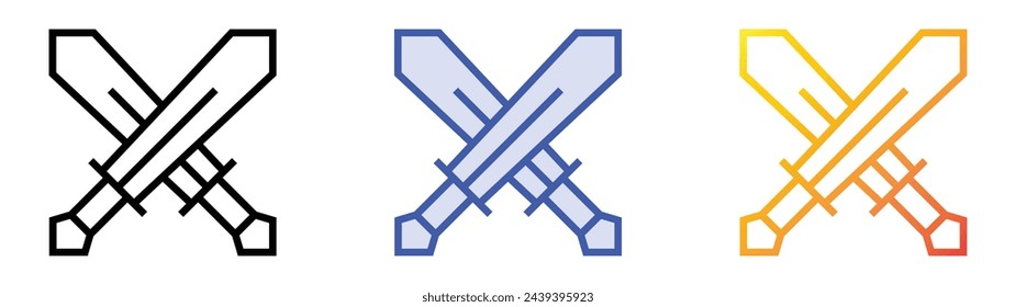 battle icon. Linear, Blue Fill and Gradient Style Design Isolated On White Background