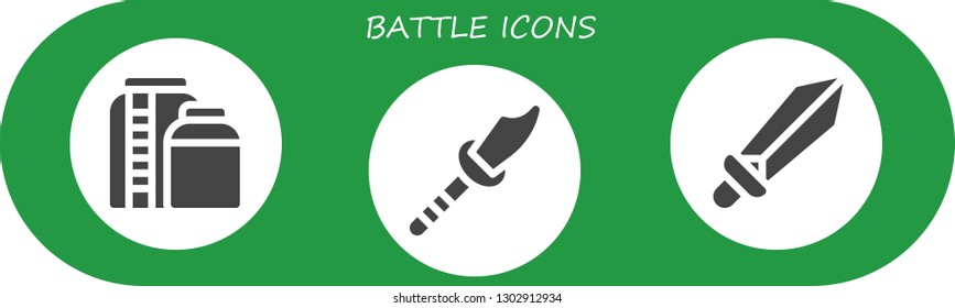  battle icon set. 3 filled battle icons.  Simple modern icons about  - Tank, Weapon, Sword