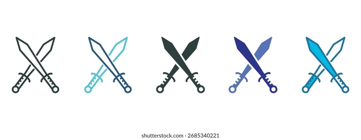 Conjunto de iconos de batalla de varios estilos de