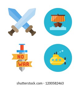 battle icon set. vector set about gaming, submarine, sword and viking ship icons set.