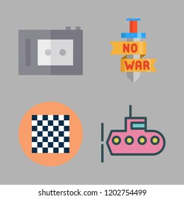 battle icon set. vector set about recorder, chess board, submarine and sword icons set.