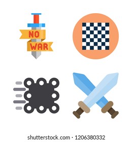 battle icon set. vector set about match moving, chess board, sword and gaming icons set.