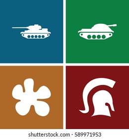 battle icons set. Set of 4 battle filled icons such as knight, tank