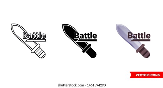 Battle logo icon of 3 types: color, black and white, outline. Isolated vector sign symbol.