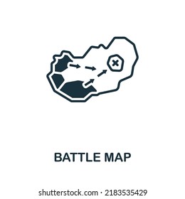Icono Mapa de batalla. Línea simple monocroma Icono de guerra para plantillas, diseño web e infografías