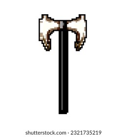combate vector retro de arte de píxel de juego de arma medieval. arma medieval de batalla de bits. ilustración vintage antigua