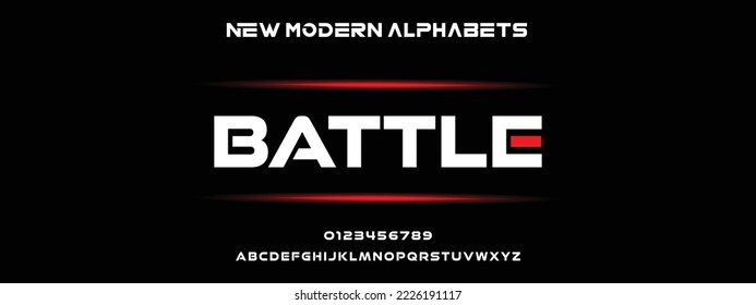 BATTLE Modern Bold Font. Regular Italic Number Typography urban style alphabet fonts for fashion, sport, technology, digital, movie, logo design, vector illustration - Shutterstock ID 2226191117
