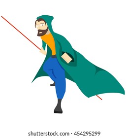 Battle monk with stick
