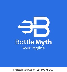 Battle Myth Logo Design Template: Merging Letter B with Trident Symbol. This modern alphabet-inspired logotype is perfect for Technology, Business, Organizations, Personal Branding, and more.