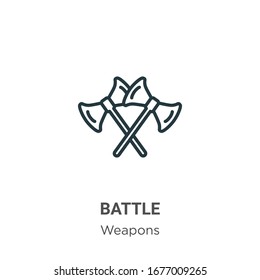 Battle outline vector icon. Thin line black battle icon, flat vector simple element illustration from editable weapons concept isolated stroke on white background