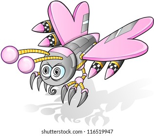 Battle Robot Cyborg Butterfly Vector Illustration