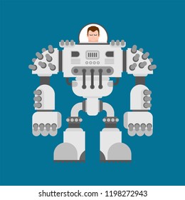 Battle robot Exoskeleton. Cyborg warrior future. Vector illustration
