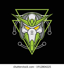 battle robot head with sacred geometry for commercial use