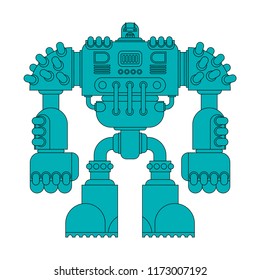 Battle robot isolated. Cyborg warrior future. Vector illustration