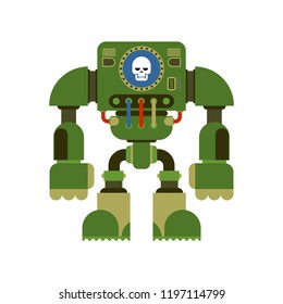 Battle robot isolated. Cyborg warrior future. Vector illustration