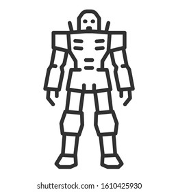 battle robot, linear icon. Editable stroke